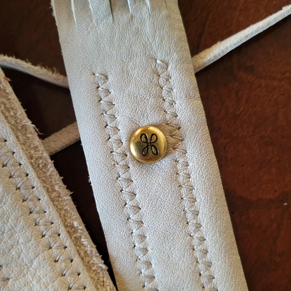 Hobo Cream Suede Genuine Leather Crossbody Bag - Picture 10 of 12